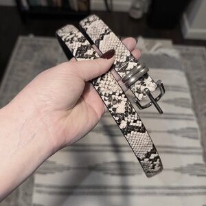 Snakeskin Pattern Belt with Silver Buckle